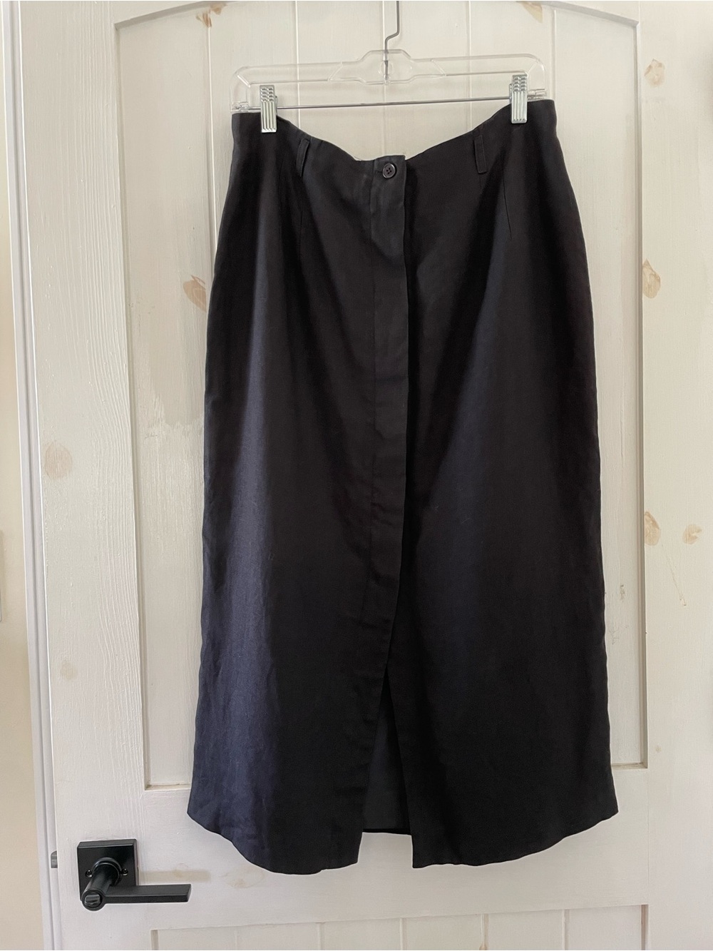 Talbots 100% Irish  Linen Skirt Black Midi Lined Size Petite 16